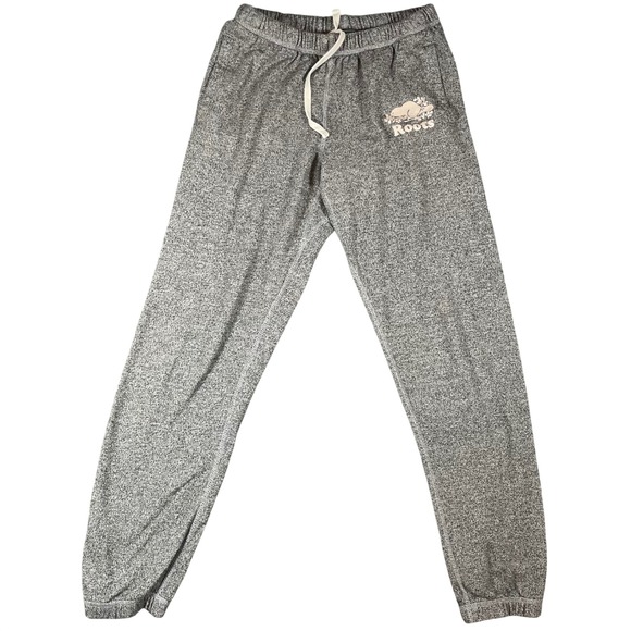 Roots Pants - Roots Canada Sweatpants Womens Medium Gray Jogger Logo Lounge Activewear Comfort